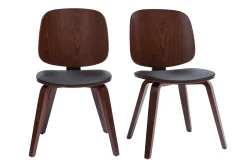 Best Miliboo Set de 2 sillas de madera oscura y negra BECK