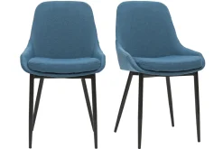 Hot Miliboo Set de 2 sillas de tejido azul petróleo HOLO