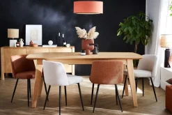 Hot Miliboo Set de 2 sillas de tejido efecto aterciopelado texturizado beige y metal negro MONTI