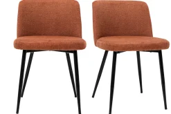 Cheap Miliboo Set de 2 sillas de tejido efecto aterciopelado texturizado terracota y metal negro MONTI