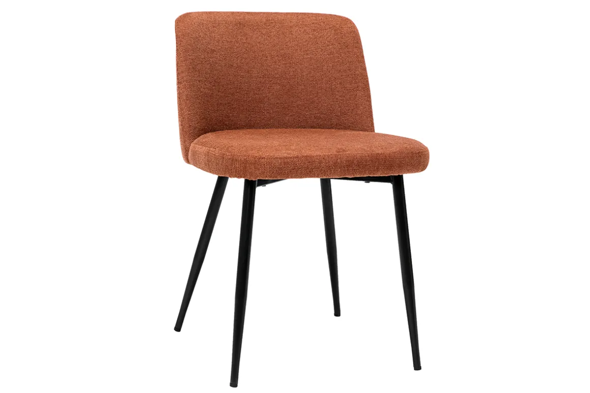 Cheap Miliboo Set de 2 sillas de tejido efecto aterciopelado texturizado terracota y metal negro MONTI