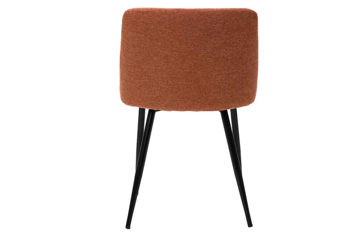 Cheap Miliboo Set de 2 sillas de tejido efecto aterciopelado texturizado terracota y metal negro MONTI