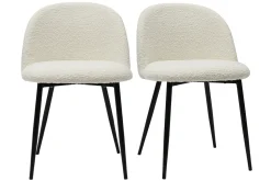 Sale Miliboo Set de 2 sillas de tejido efecto borreguillo color crudo y metal negro CELESTE