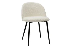 Sale Miliboo Set de 2 sillas de tejido efecto borreguillo color crudo y metal negro CELESTE