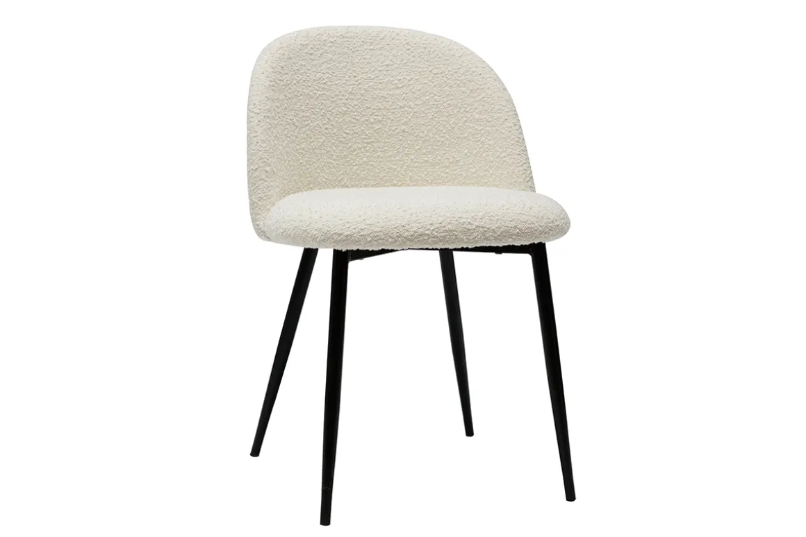 Sale Miliboo Set de 2 sillas de tejido efecto borreguillo color crudo y metal negro CELESTE