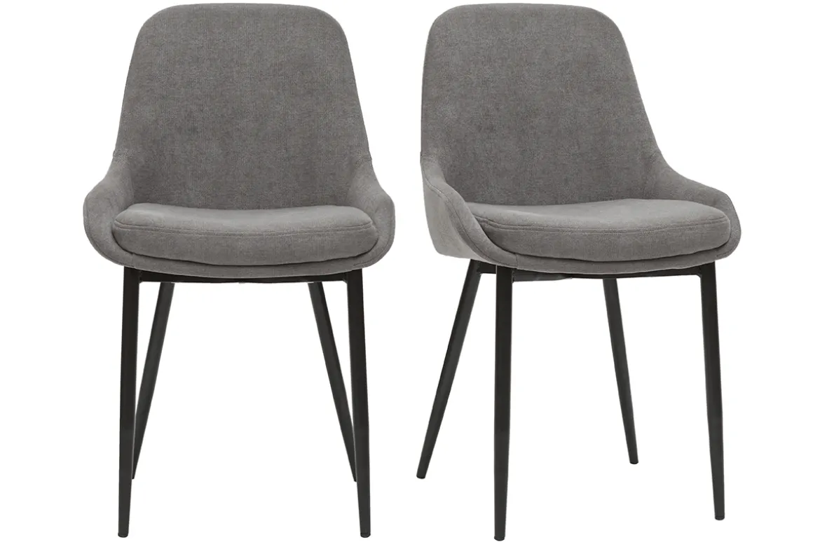 Best Miliboo Set de 2 sillas de tejido efecto aterciopelado gris claro HOLO