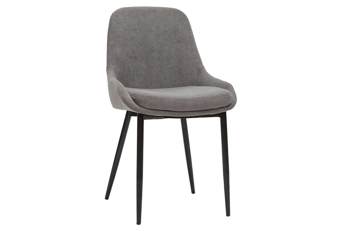 Best Miliboo Set de 2 sillas de tejido efecto aterciopelado gris claro HOLO