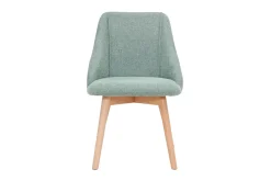 Outlet Miliboo Set de 2 sillas de tela efecto aterciopelado texturizado verde y madera clara HIGGINS