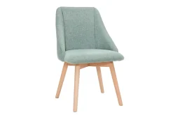 Outlet Miliboo Set de 2 sillas de tela efecto aterciopelado texturizado verde y madera clara HIGGINS