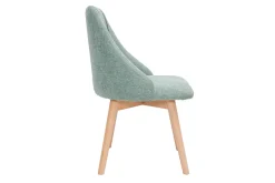 Outlet Miliboo Set de 2 sillas de tela efecto aterciopelado texturizado verde y madera clara HIGGINS