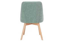 Outlet Miliboo Set de 2 sillas de tela efecto aterciopelado texturizado verde y madera clara HIGGINS