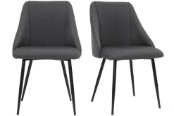 Shop Miliboo Set de 2 sillas de tela gris oscuro con patas de metal HIGGINS