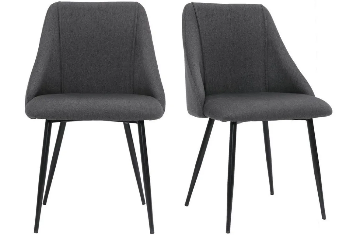 Shop Miliboo Set de 2 sillas de tela gris oscuro con patas de metal HIGGINS