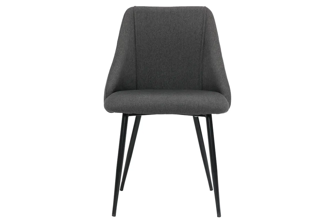 Shop Miliboo Set de 2 sillas de tela gris oscuro con patas de metal HIGGINS