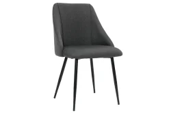 Shop Miliboo Set de 2 sillas de tela gris oscuro con patas de metal HIGGINS