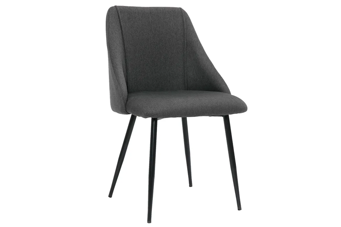 Shop Miliboo Set de 2 sillas de tela gris oscuro con patas de metal HIGGINS