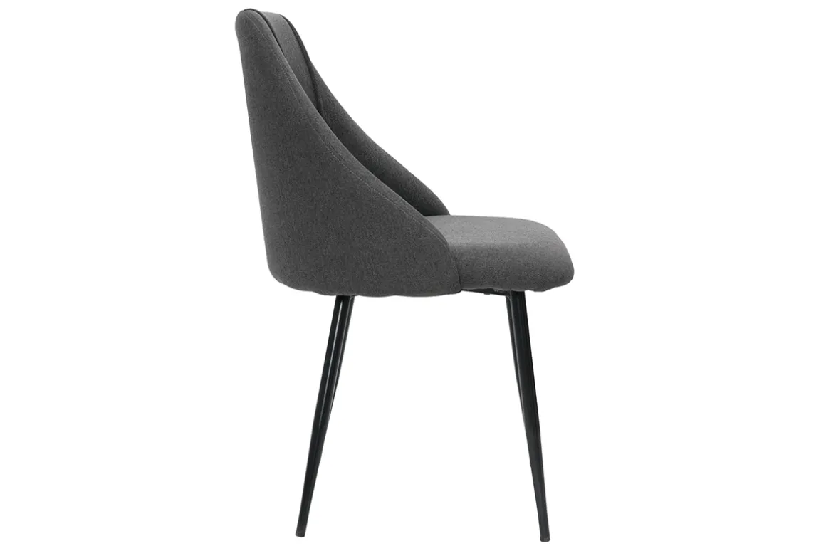 Shop Miliboo Set de 2 sillas de tela gris oscuro con patas de metal HIGGINS