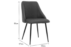 Shop Miliboo Set de 2 sillas de tela gris oscuro con patas de metal HIGGINS