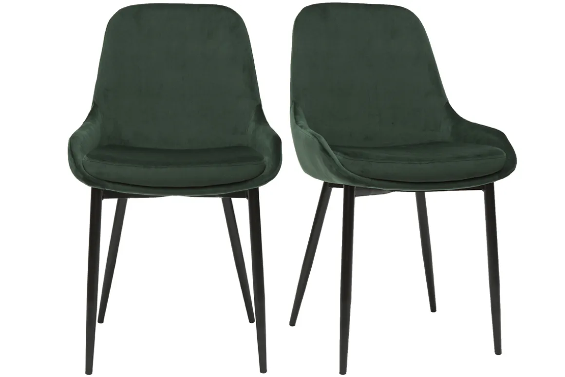 Online Miliboo Set de 2 sillas de terciopelo color verde HOLO
