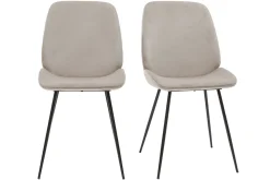 Clearance Miliboo Set de 2 sillas de terciopelo color topo con patas de metal negro KAOLY