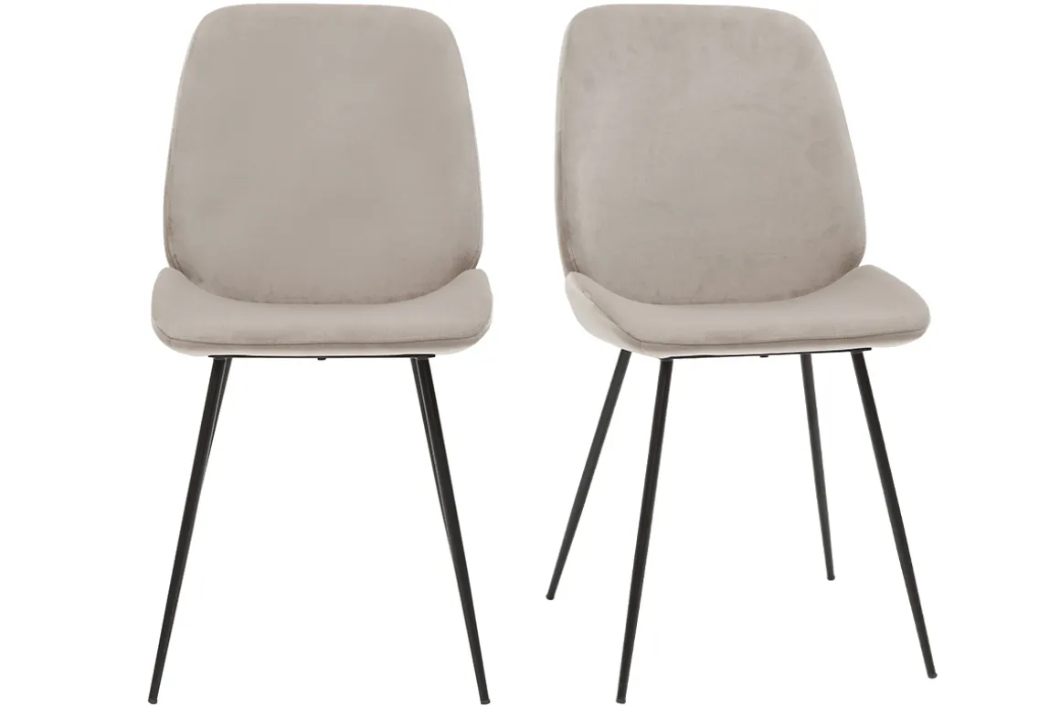 Clearance Miliboo Set de 2 sillas de terciopelo color topo con patas de metal negro KAOLY