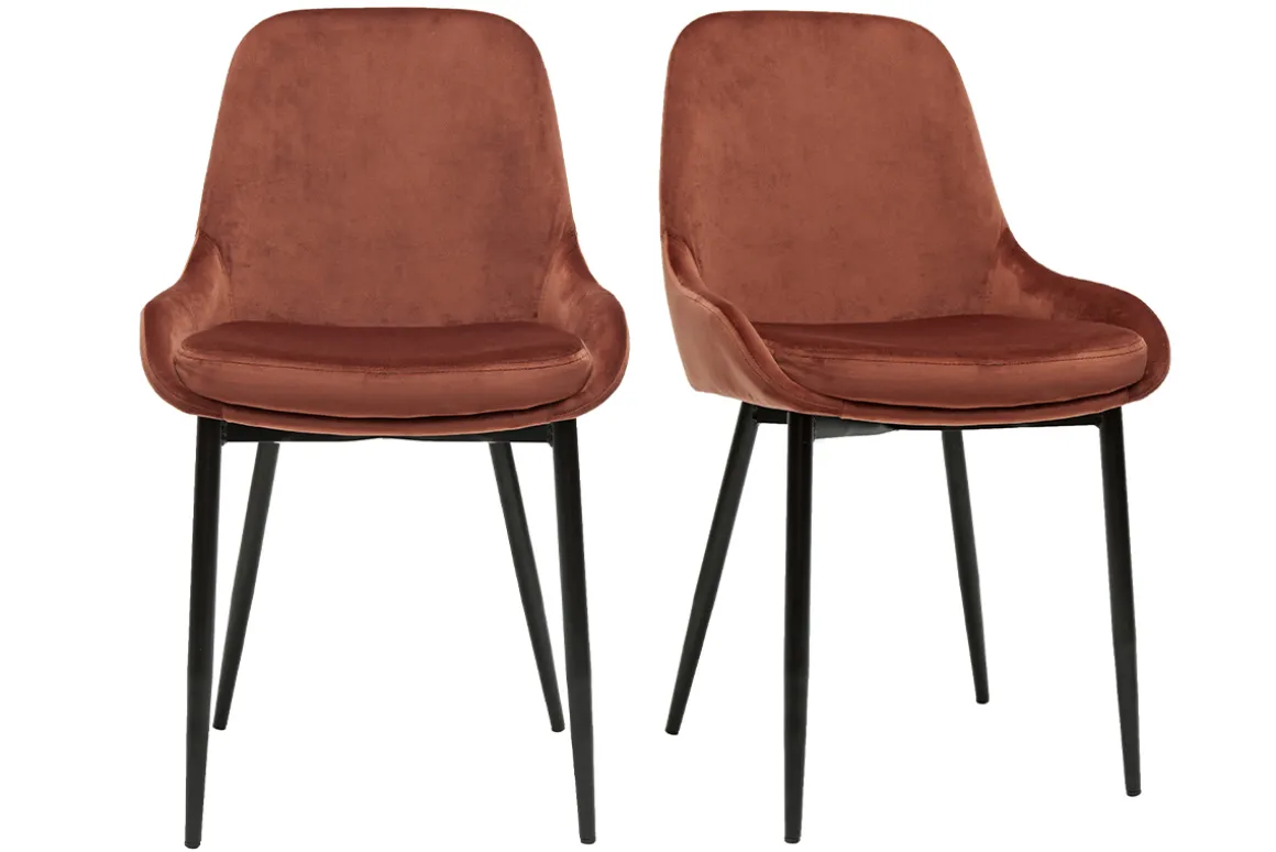 Cheap Miliboo Set de 2 sillas de terciopelo color terracotta HOLO