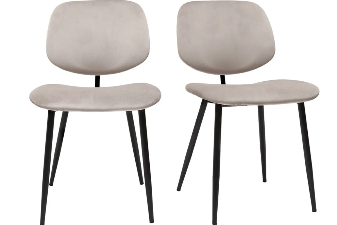 Discount Miliboo Set de 2 sillas de terciopelo color topo y metal negro TOBIAS