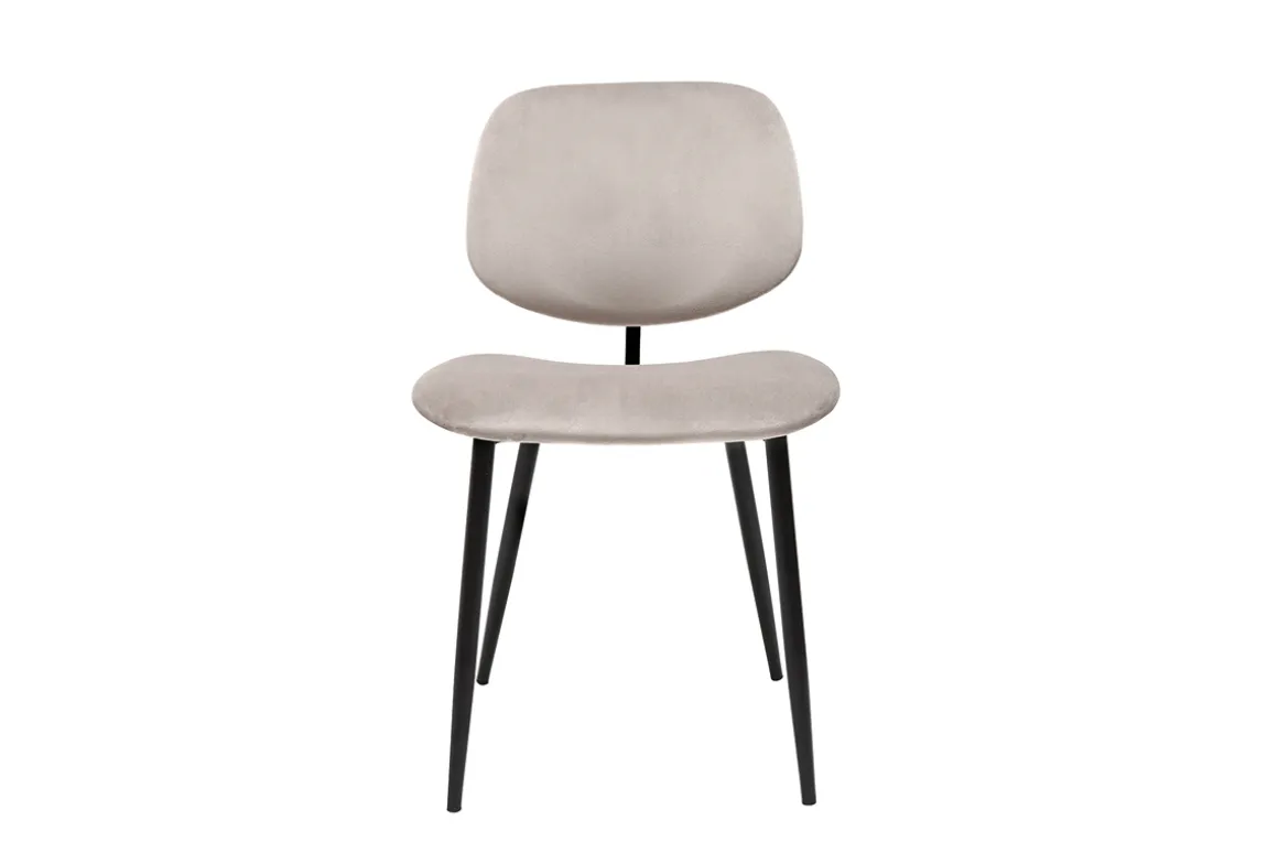 Discount Miliboo Set de 2 sillas de terciopelo color topo y metal negro TOBIAS