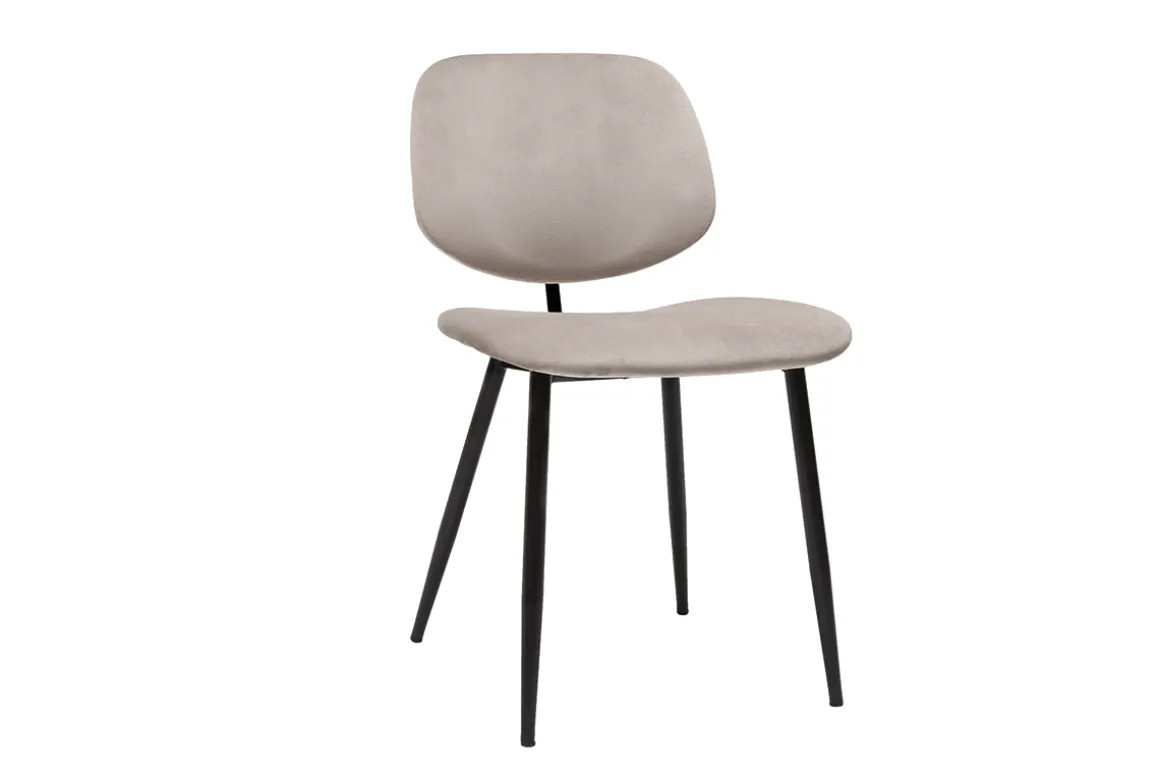 Discount Miliboo Set de 2 sillas de terciopelo color topo y metal negro TOBIAS
