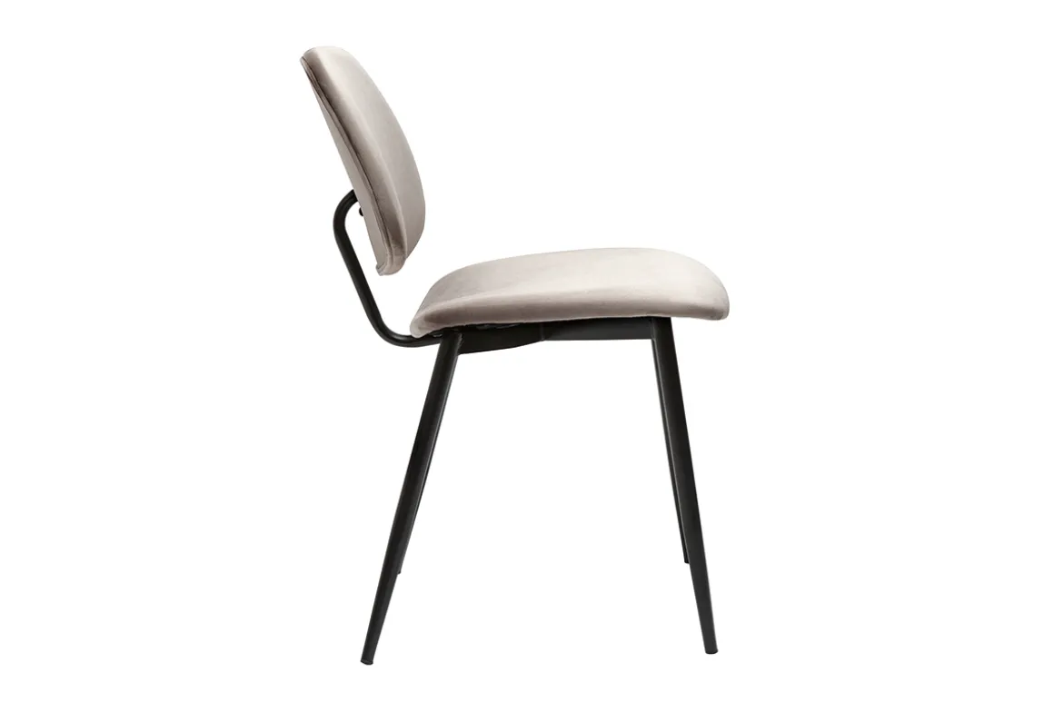 Discount Miliboo Set de 2 sillas de terciopelo color topo y metal negro TOBIAS