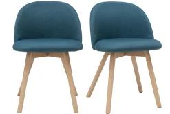 Store Miliboo Set de 2 sillas nórdicas de tela azul petróleo y haya maciza CELESTE