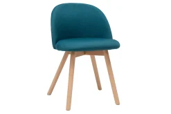 Store Miliboo Set de 2 sillas nórdicas de tela azul petróleo y haya maciza CELESTE