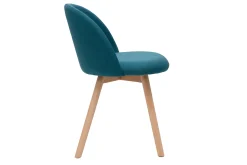 Store Miliboo Set de 2 sillas nórdicas de tela azul petróleo y haya maciza CELESTE