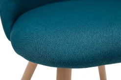 Store Miliboo Set de 2 sillas nórdicas de tela azul petróleo y haya maciza CELESTE