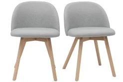 New Miliboo Set de 2 sillas nórdicas de tela gris clara y haya maciza CELESTE