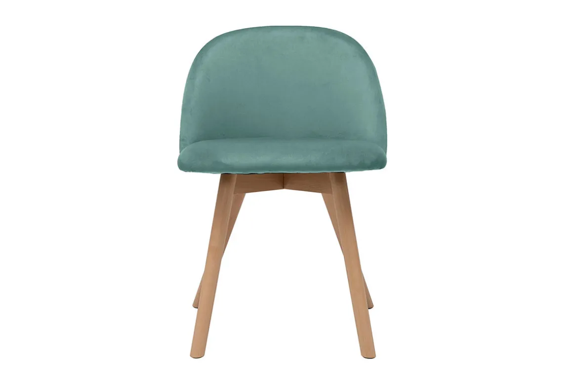Clearance Miliboo Set de 2 sillas nórdicas de tela verde celadón y haya maciza CELESTE