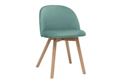 Clearance Miliboo Set de 2 sillas nórdicas de tela verde celadón y haya maciza CELESTE