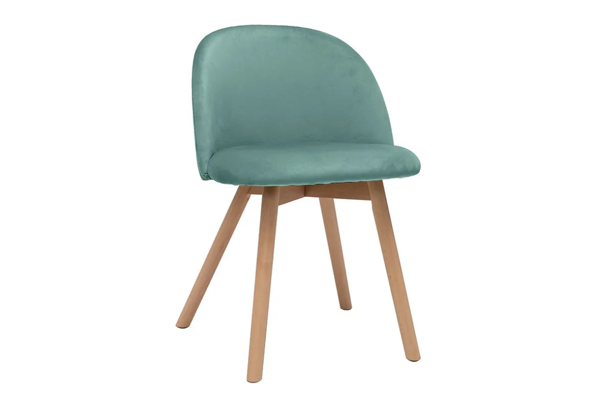 Clearance Miliboo Set de 2 sillas nórdicas de tela verde celadón y haya maciza CELESTE