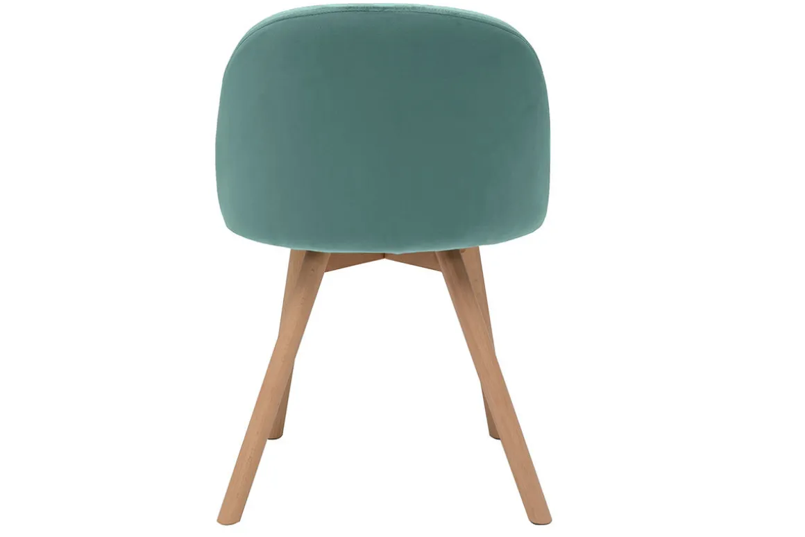 Clearance Miliboo Set de 2 sillas nórdicas de tela verde celadón y haya maciza CELESTE