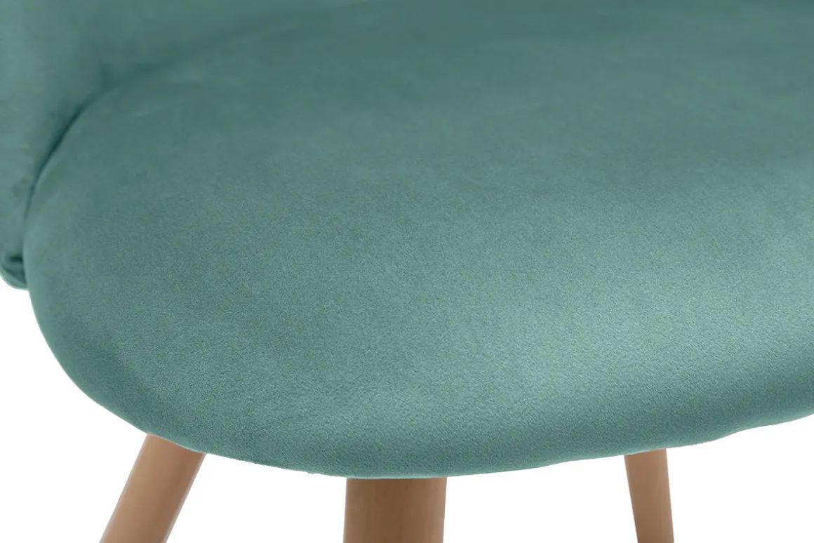 Clearance Miliboo Set de 2 sillas nórdicas de tela verde celadón y haya maciza CELESTE