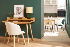 Online Miliboo Set de 2 sillas nórdicas de tejido borreguillo y haya maciza VANITY