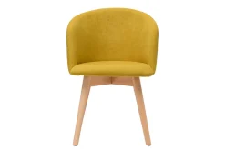 Online Miliboo Set de 2 sillas nórdicas de tela efecto aterciopelado amarillo mostaza y haya maciza VANITY