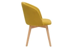 Online Miliboo Set de 2 sillas nórdicas de tela efecto aterciopelado amarillo mostaza y haya maciza VANITY