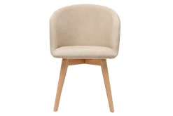 Sale Miliboo Set de 2 sillas nórdicas de tela efecto aterciopelado beige y haya maciza VANITY