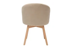 Sale Miliboo Set de 2 sillas nórdicas de tela efecto aterciopelado beige y haya maciza VANITY