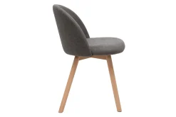 Online Miliboo Set de 2 sillas nórdicas de tela efecto aterciopelado gris y haya maciza CELESTE