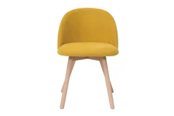 Shop Miliboo Set de 2 sillas nórdicas de tela efecto aterciopelado amarillo mostaza y haya maciza CELESTE