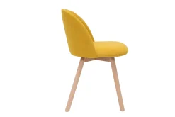 Shop Miliboo Set de 2 sillas nórdicas de tela efecto aterciopelado amarillo mostaza y haya maciza CELESTE