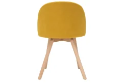 Shop Miliboo Set de 2 sillas nórdicas de tela efecto aterciopelado amarillo mostaza y haya maciza CELESTE