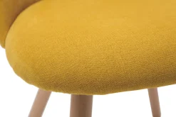Shop Miliboo Set de 2 sillas nórdicas de tela efecto aterciopelado amarillo mostaza y haya maciza CELESTE